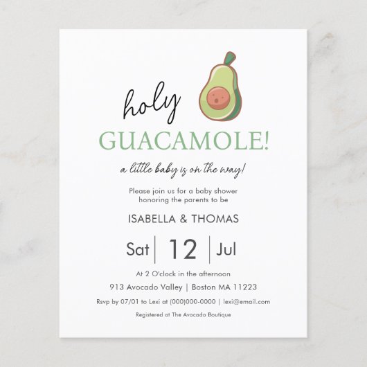 Fiesta | Holy Guacamole Baby shower Invitation (Voorkant)