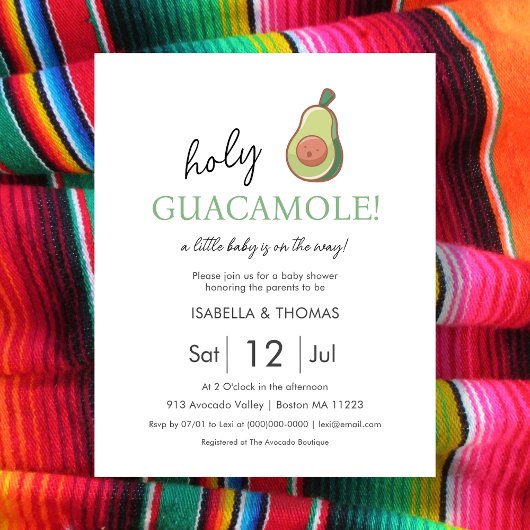 Fiesta | Holy Guacamole Baby shower Invitation