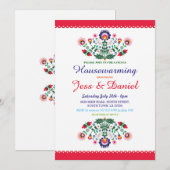 Fiesta Housewarming Party Mexican Floral Invite Kaart (Voorkant / Achterkant)
