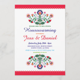 Fiesta Housewarming Party Mexican Floral Invite Kaart