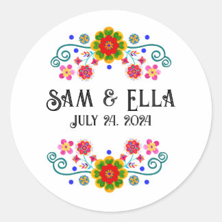 Fiesta-huwelijkstickers - Aanpassen voor uw evenem Ronde Sticker