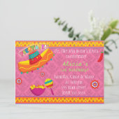Fiesta Invitation Girl Birthday Party Mexicaanse r Kaart (Staand voorkant)