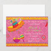 Fiesta Invitation Girl Birthday Party Mexicaanse r Kaart (Voorkant / Achterkant)