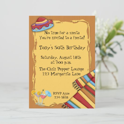 Fiesta Invitation Kaart (Staand voorkant)