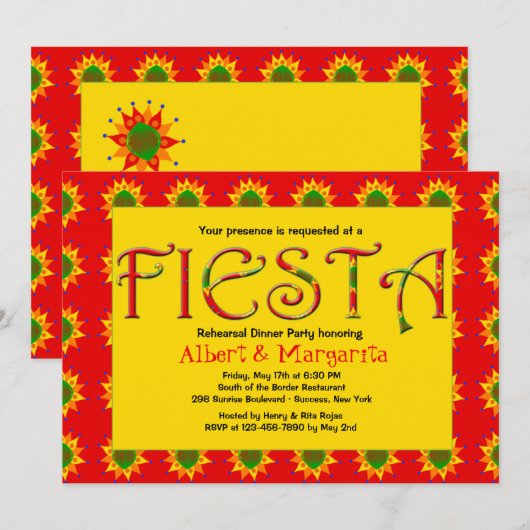 Fiesta Invitation Kaart (Voorkant / Achterkant)