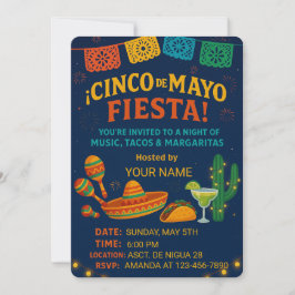 Fiesta Invitation Kaart – bewerkbare party Sjabloo