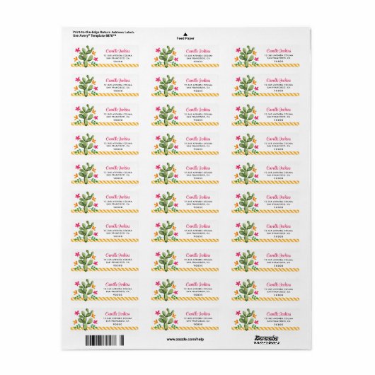 Fiesta Invitation Return Address Label (Full Sheet)