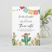 Fiesta Invitation Three-esta Birthday 3rd Mexican Kaart (Staand voorkant)