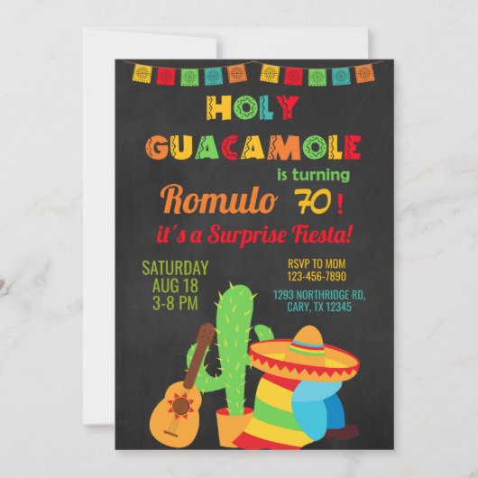 Fiesta jongen/man verjaardagsuitnodiging, elke lee kaart (Voorkant)