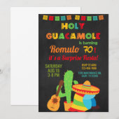 Fiesta jongen/man verjaardagsuitnodiging, elke lee kaart (Voorkant / Achterkant)