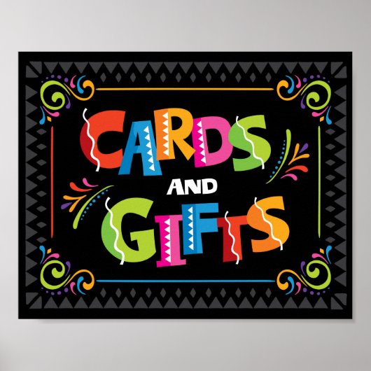 Fiesta-KAARTEN en GIFTS-gebarentafdruk Poster (Voorkant)
