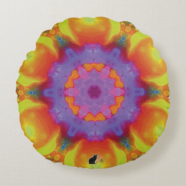 Fiesta Kaleidoscope Rond Kussen (Voorkant)