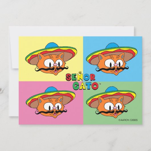 Fiesta Kat Gato Cinco de Mayo Pop Art Kaart (Voorkant)