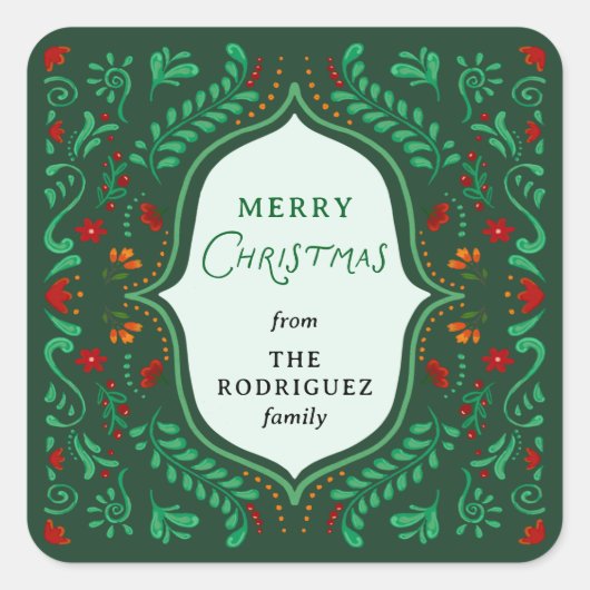 Fiesta Kerst Favor Sticker (Voorkant)