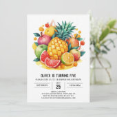 Fiesta Kinder bewerkbare vruchten Verjaardag Kaart (Staand voorkant)