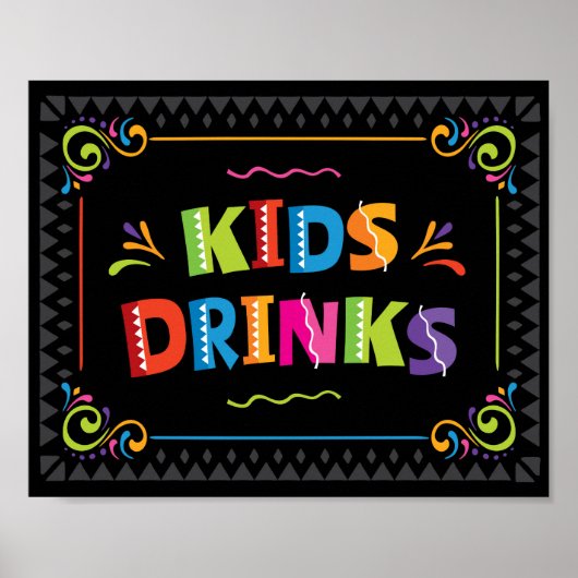 Fiesta KINDER DRINKEN Party Sign Print (Voorkant)