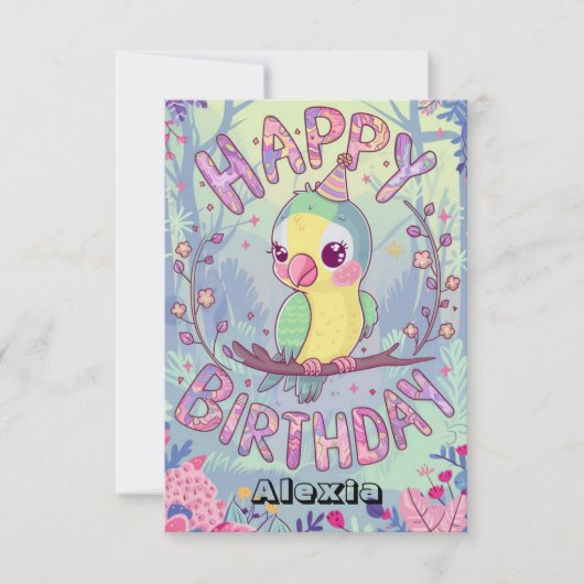 Fiesta Kinder papegaai digitale verjaardag Kaart (Voorkant)