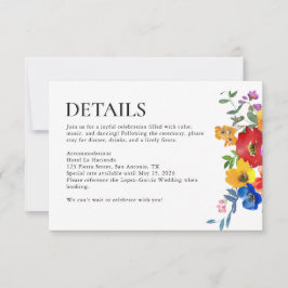 Fiesta Kleurrijke Bloemen Mexico Huwelijksdetails RSVP Kaartje