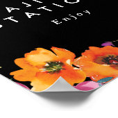 Fiesta Kleurrijke Bloemen Zwart Voedsel Station Si Poster (Hoek)