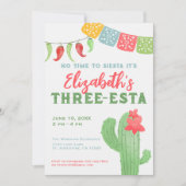 Fiesta Kleurrijke Cactus Drie-esta Verjaardag Kaart (Voorkant)