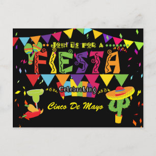 Fiesta Kleurrijke Cinco De Mayo Ansichtkaart Uitno Uitnodiging Briefkaart