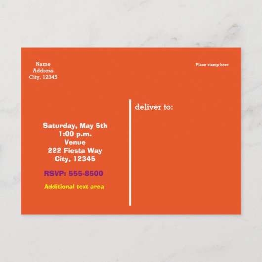 Fiesta kleurrijke Cinco de Mayo Briefkaart uitnodi (Achterkant)