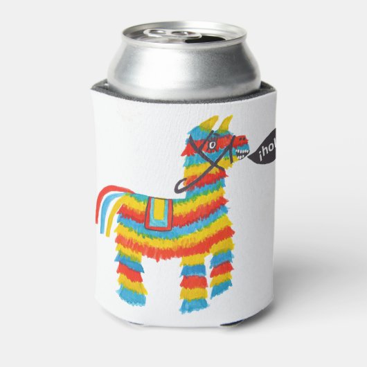 Fiesta kleurrijke donkey piñata zegt hola blikjeskoeler (Blikje Achterkant)