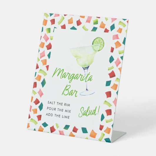 Fiesta kleurrijke Margarita Bar teken Reclamebord Met Voetstuk (Voorkant)