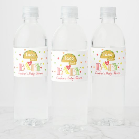 Fiesta Kleurrijke Taco Over een Baby shower Waterfles Etiket (Flessen)