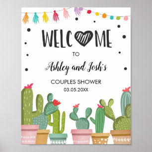 Fiesta koppel bruiloft Cactus Bruid Verwelkomingsb Poster