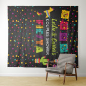 Fiesta koppel bruisparty achtergrond - Piñata Wandkleed (In Situ (horizontaal))