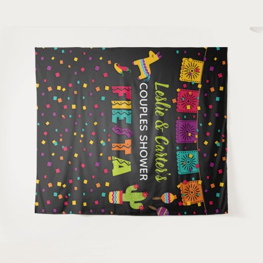 Fiesta koppel bruisparty achtergrond - Piñata Wandkleed (Voorkant (horizontaal))