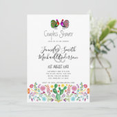 Fiesta Koppels Bruiloften Folk Art Bloemen Kaart (Staand voorkant)