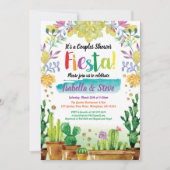 Fiesta koppels douche uitnodiging met cactus (Voorkant)