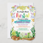 Fiesta koppels douche uitnodiging met cactus (Voorkant)