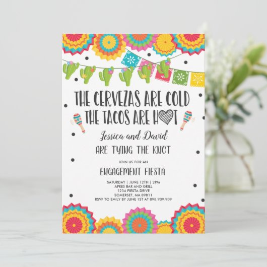 Fiesta koppels verlovingsfeest bruids Fiesta Invi Kaart (Staand voorkant)