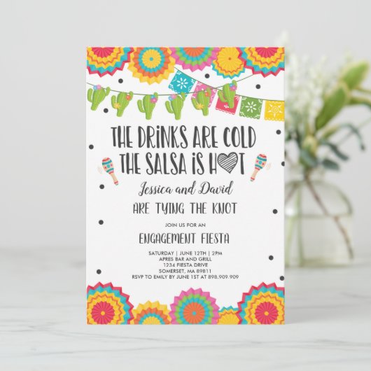 Fiesta koppels verlovingsfeest bruids Fiesta Invi Kaart (Staand voorkant)