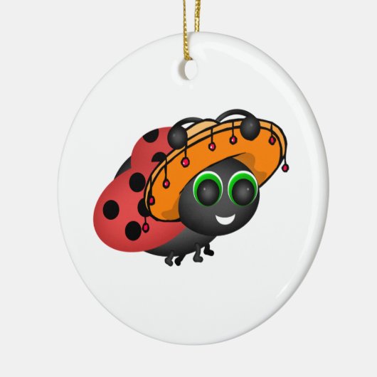 Fiesta Ladybug in Sombrero Keramisch Ornament (Links)