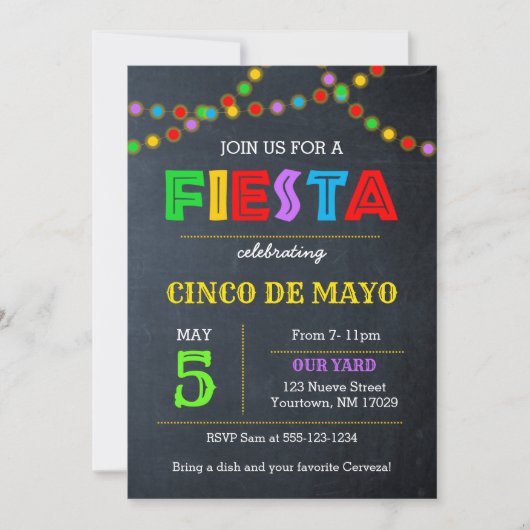 Fiesta Lichten Cinco De Mayo Uitnodiging (Voorkant)