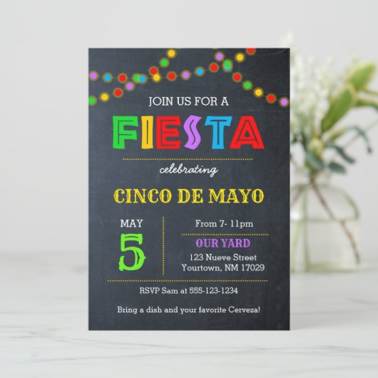 Fiesta Lichten Cinco De Mayo Uitnodiging (Staand voorkant)