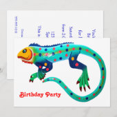 Fiesta Lizard Birthday Party Kaart (Voorkant / Achterkant)