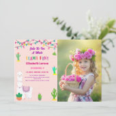 Fiesta Llama Alpaca Kids Verjaardag Foto Kaart (Staand voorkant)