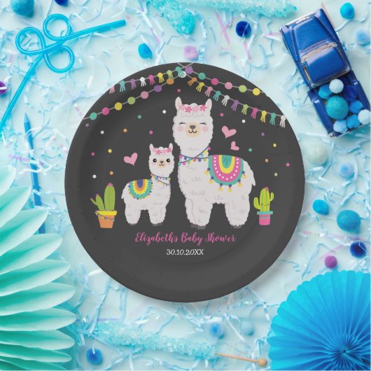Fiesta Llama Baby Girl Shower Cactus Alpaca Party Papieren Bordje (Feest)