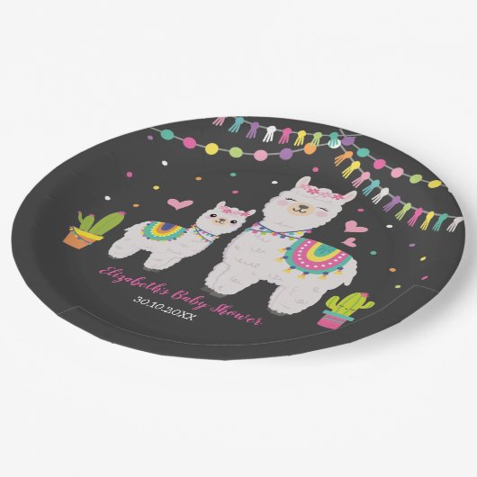 Fiesta Llama Baby Girl Shower Cactus Alpaca Party Papieren Bordje (Gekanteld)
