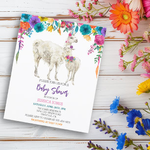 Fiesta Llama Baby Shower Budget Uitnodiging