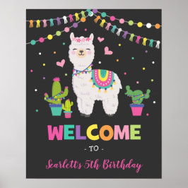 Fiesta Llama/Cactus Alpaca Mexican Birthday Poster