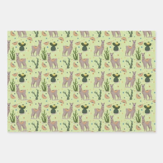 Fiesta Llama Cactus Inpakpapier Vel (Voorkant 3)