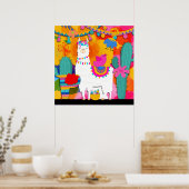 Fiesta Llama Cinco De Mayo Colorful Fun Waterverf Poster (Keuken)