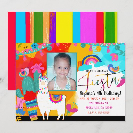 Fiesta Llama Cinco de Mayo Verjaardagsfeest Foto Kaart (Voorkant / Achterkant)