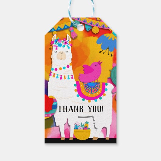 Fiesta Llama Cinco De Mayo Verjaardagsfeestje Cadeaulabel (Voorkant)